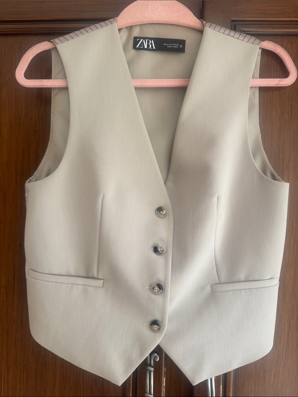 Zara Stone Beige Tailored Vest
